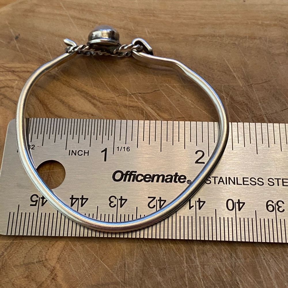 Two Vintage Silver Gemstone Bangle Bracelets - image 4